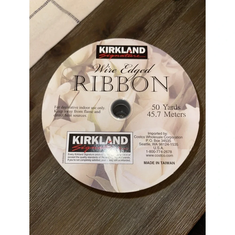 Kirkland‎ Wire-Edged White Bridal Ribbon 2.5